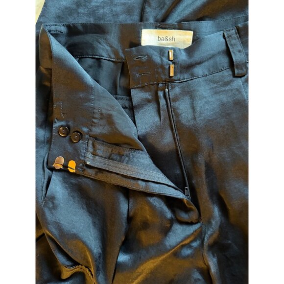 Ba&sh Cary Cargo Style Wide Leg Pants Deep Navy Blue Satin Sz 34/XS - Picture 10 of 13